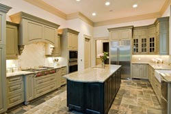 Granite kitchen green cabinets Utah Granite Marble